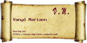 Vanyó Mariann névjegykártya